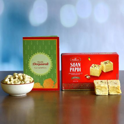 250 Gms Soan Papdi And Cashews With Diwali Greetings