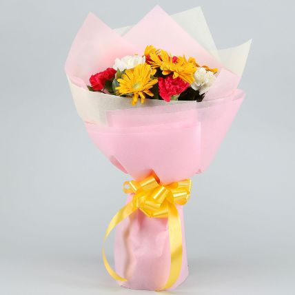 Gerberas 12 Carnations Bouquet