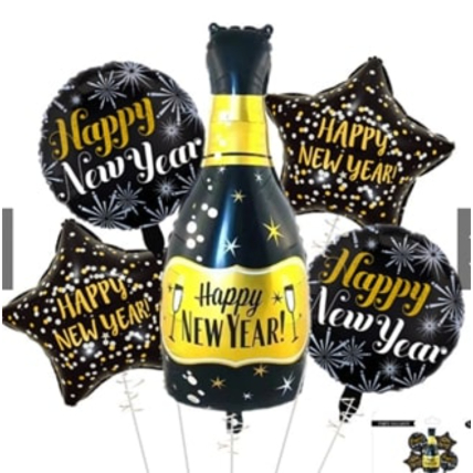 Happy New Year Balloons Set