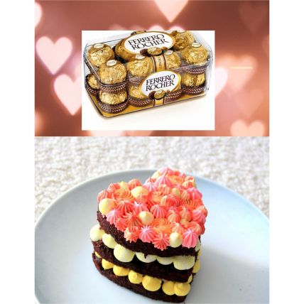 Heart Shaped 250g Chocolate Cake And Ferrero Rocher