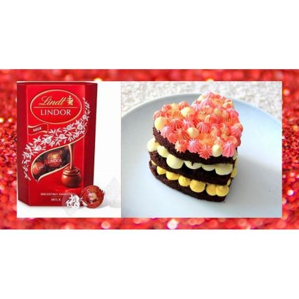 Heart Shaped 250g Chocolate Cake And Lindt Lindor
