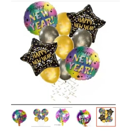 Iridescent Happy New Year Balloons