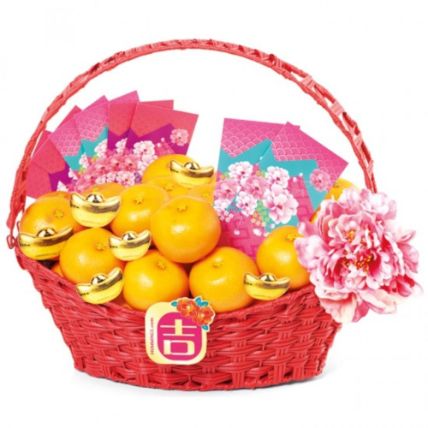 Mandarin Orange Decorated Basket
