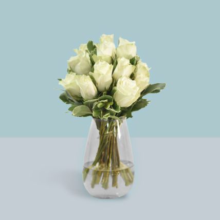 Vase of Elegant White Roses