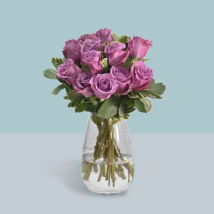 vase of mystic purple roses