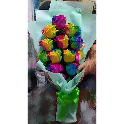 Vibrant Rainbow Roses Bouquet