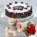 Black Forest Cake & Romantic Roses Teddy Combo
