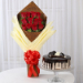 Bouquet of 12 Red Roses & Chocolate Cake