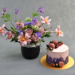 Exquisite Mixed Flower Vase and Cake