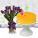 Mango Mousse Cake & Royal Purple Tulips