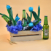 Mixed Flowers & Beer Wooden Crate