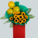Mixed Flowers Green Balloons Cardboard Stand