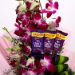 Purple Orchids Posy & Chocolate Cake