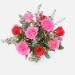 red and pink roses cylindrical vase arrangement