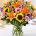 Vital Bunch of Flowers in Glass Vase